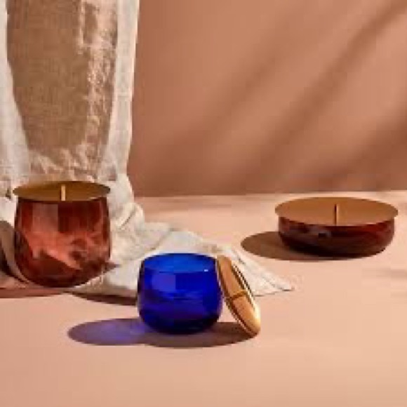 nude glass Blue Glass Small Beret Vessel Vase Storage Box Brand New in box! - Picture 3 of 7